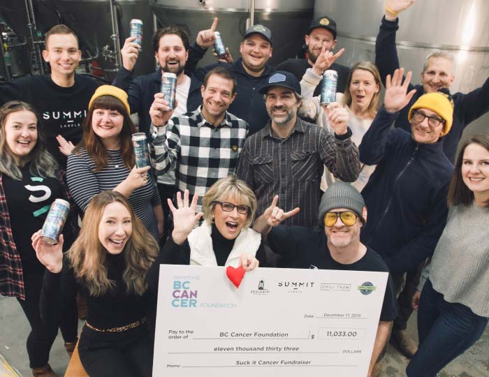 Backcountry Brewing "Suck It Cancer" in CTV News | group photo