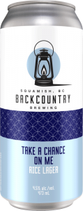 Backcountry Brewing - Take A Chance On Me | Rice Lager - Front Of Can