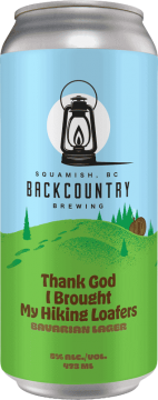 Backcountry Brewing | Thank God I Brough My Hiking Loafers | Bavarian Lager - Front Of Can