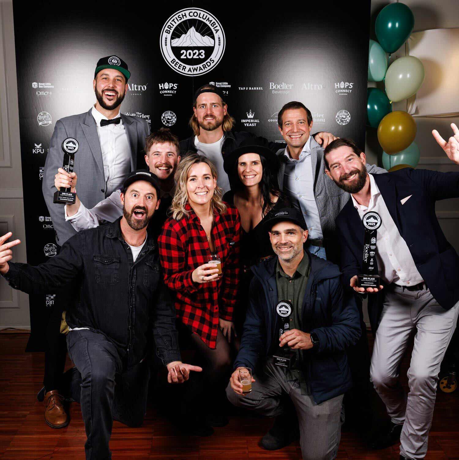 Backcountry Brewing group photo at the British Columbia (BC) Beer Awards 2023