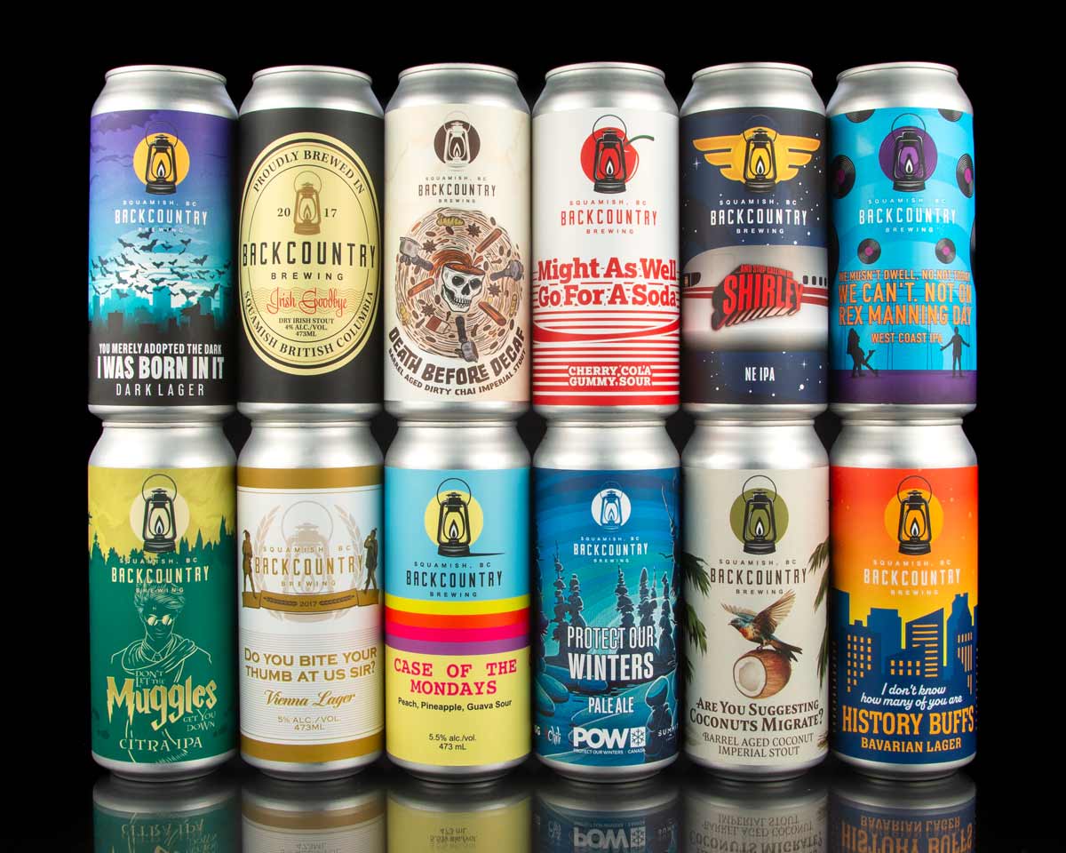 Backcountry Brewing - "Best of 2023" cans stacked