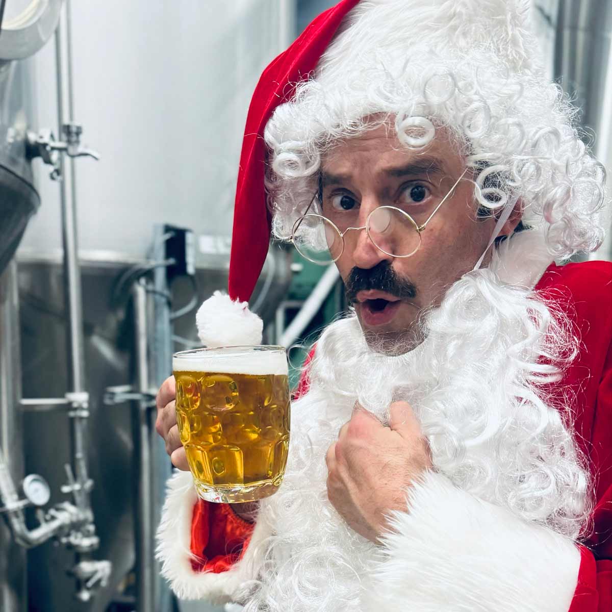Santa Ben sneaking in a beer!