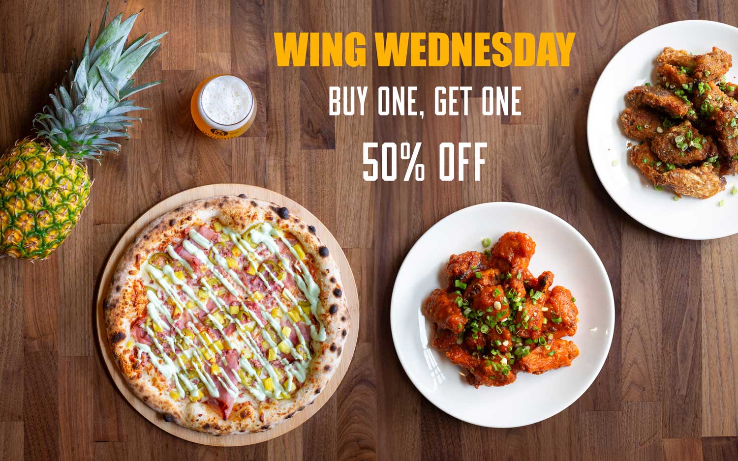 Backcountry Brewing — Wing Wednesday, Buy one and get one at 50% off.